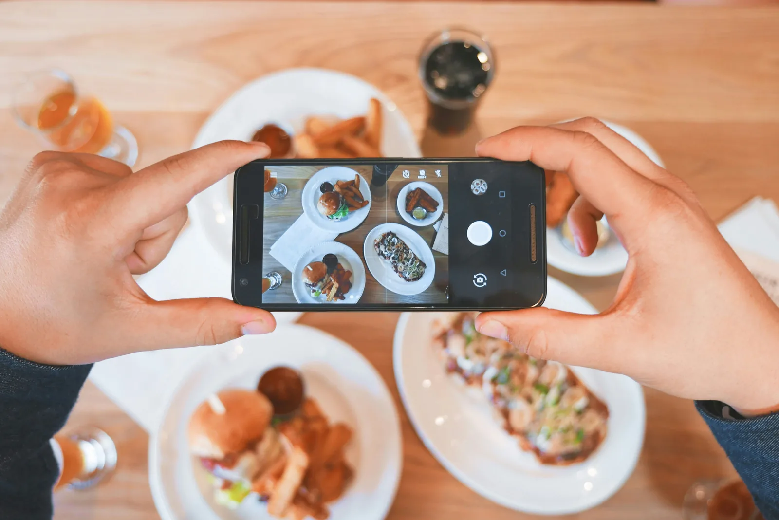 person taking picture of food: Food Photography Props