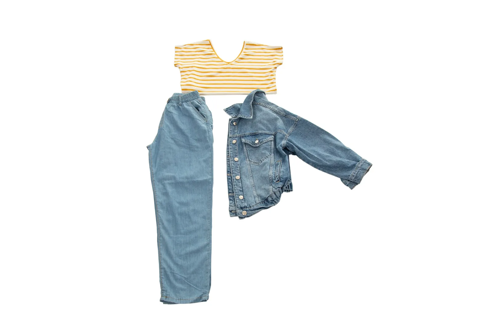 a cute top with pants: Flat Lay Clothing Photography