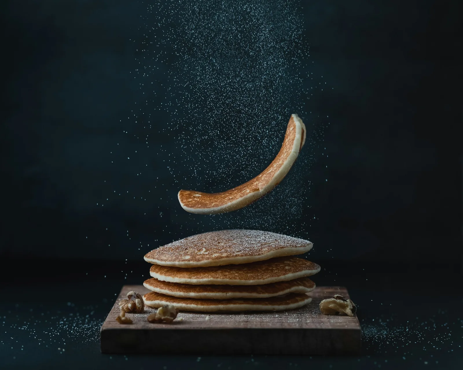 pancakes with black background, Lighting for Food Photography