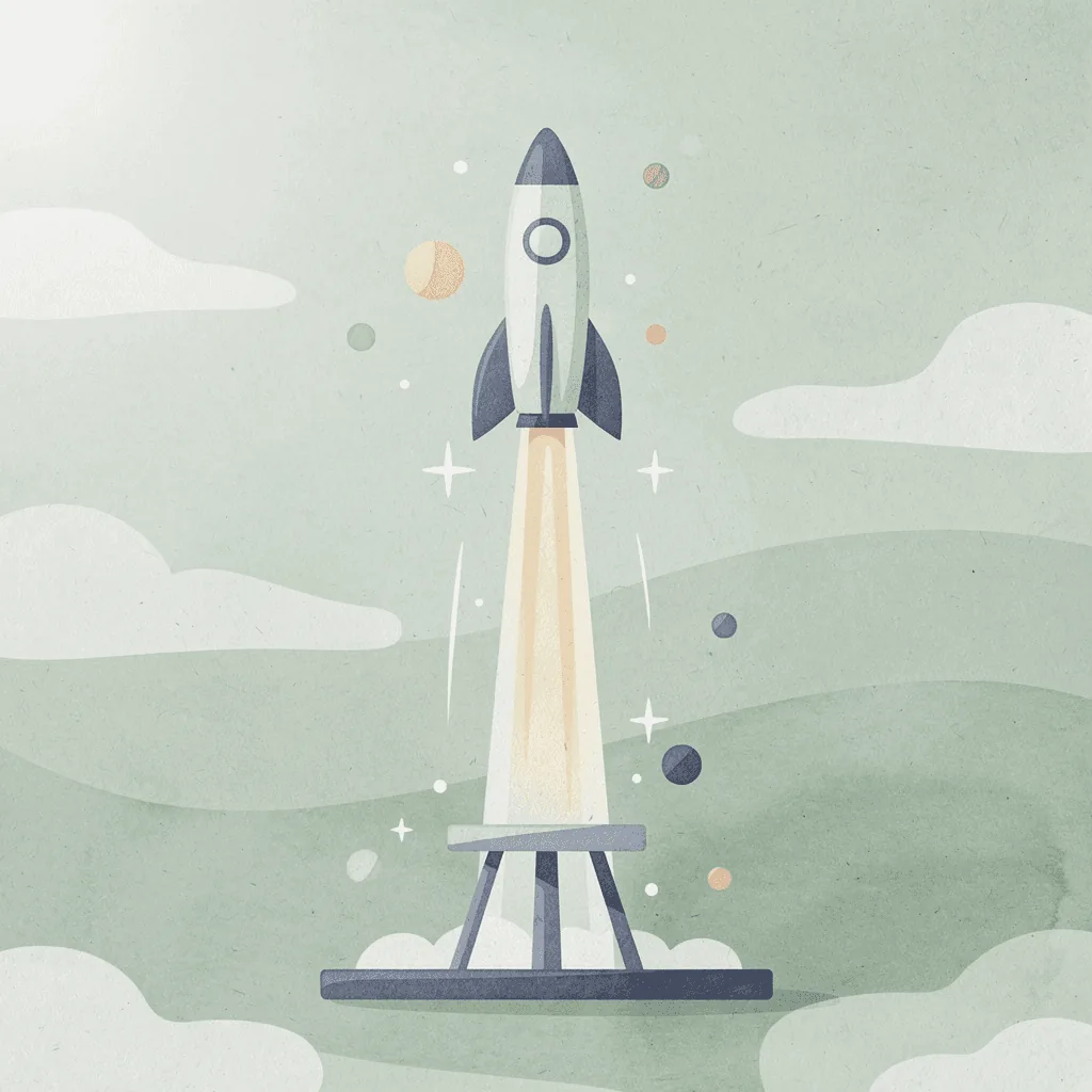 Scene of a product launching upward, representing ecommerce brand growth