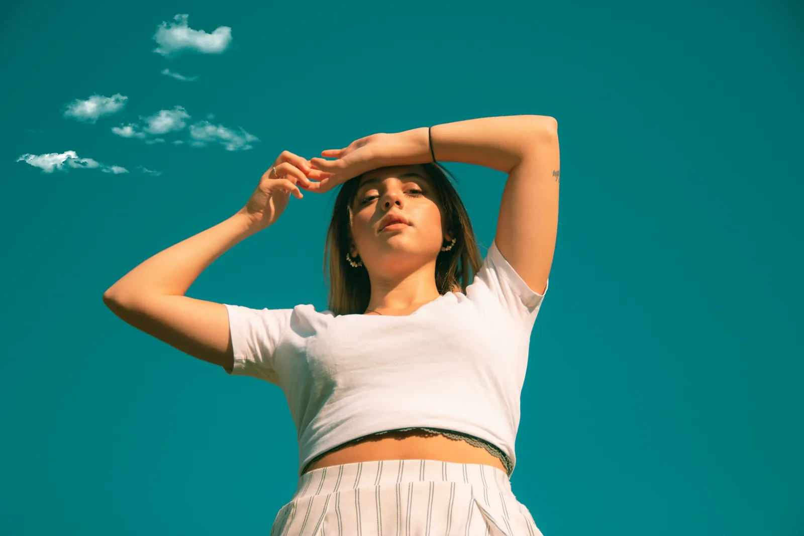 person with low angle pose: Fashion Photography Examples