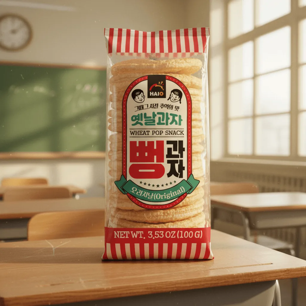 korean rice crisp snack in a children's classroom: ai product photo made on caspa ai